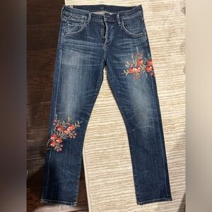 Citizens of Humanity embroidered flower jeans
